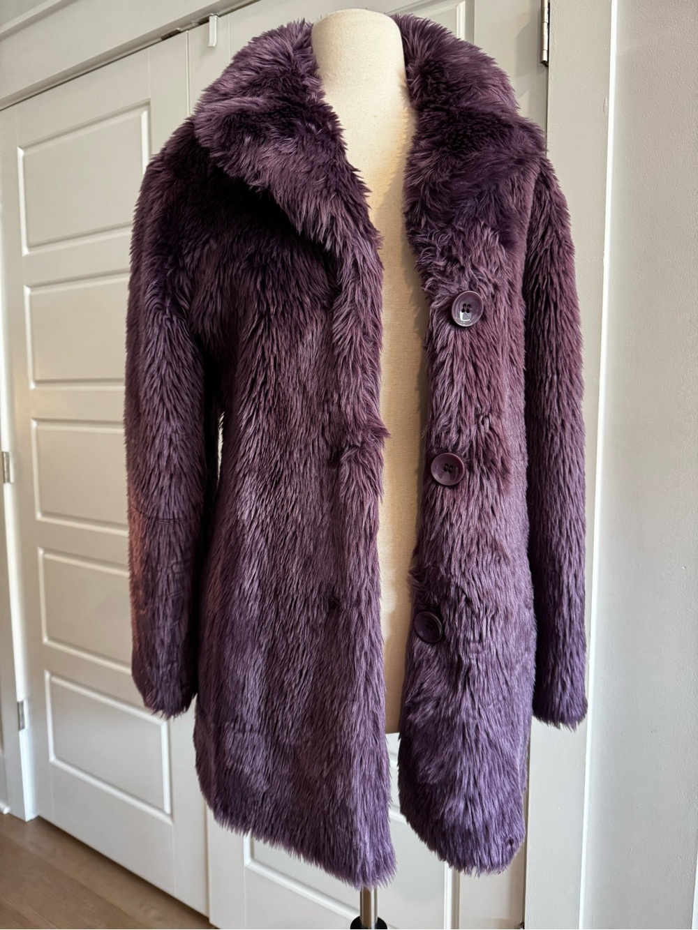 BNCI by Blanc Noir Purple Faux Fur Coat Women’s Size Small Y2K Jacket